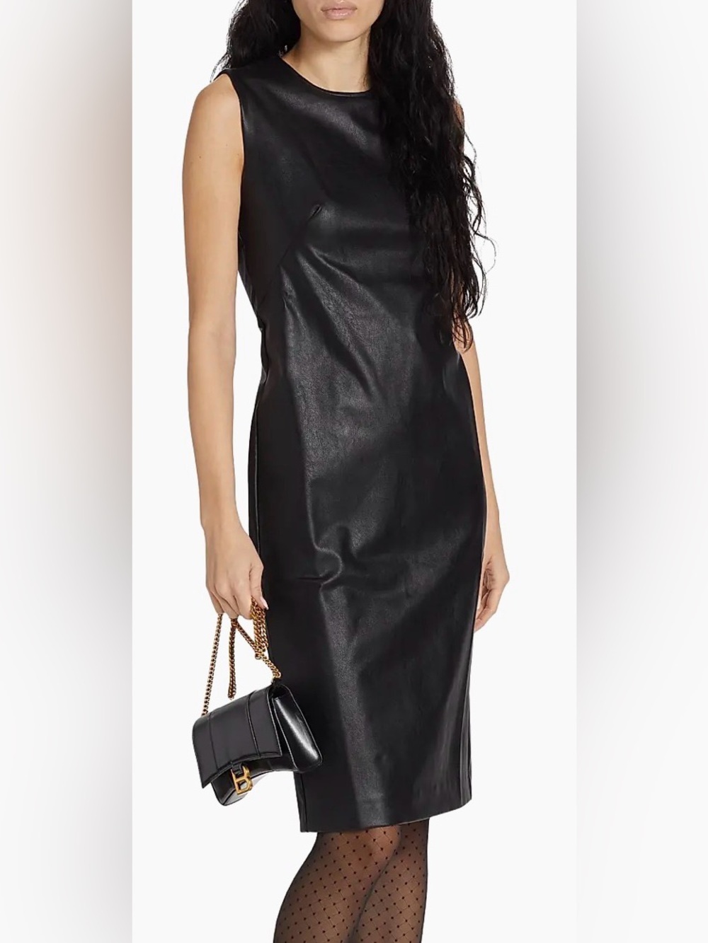 SPANX Sleeveless Black Faux-Leather Sheath Dress